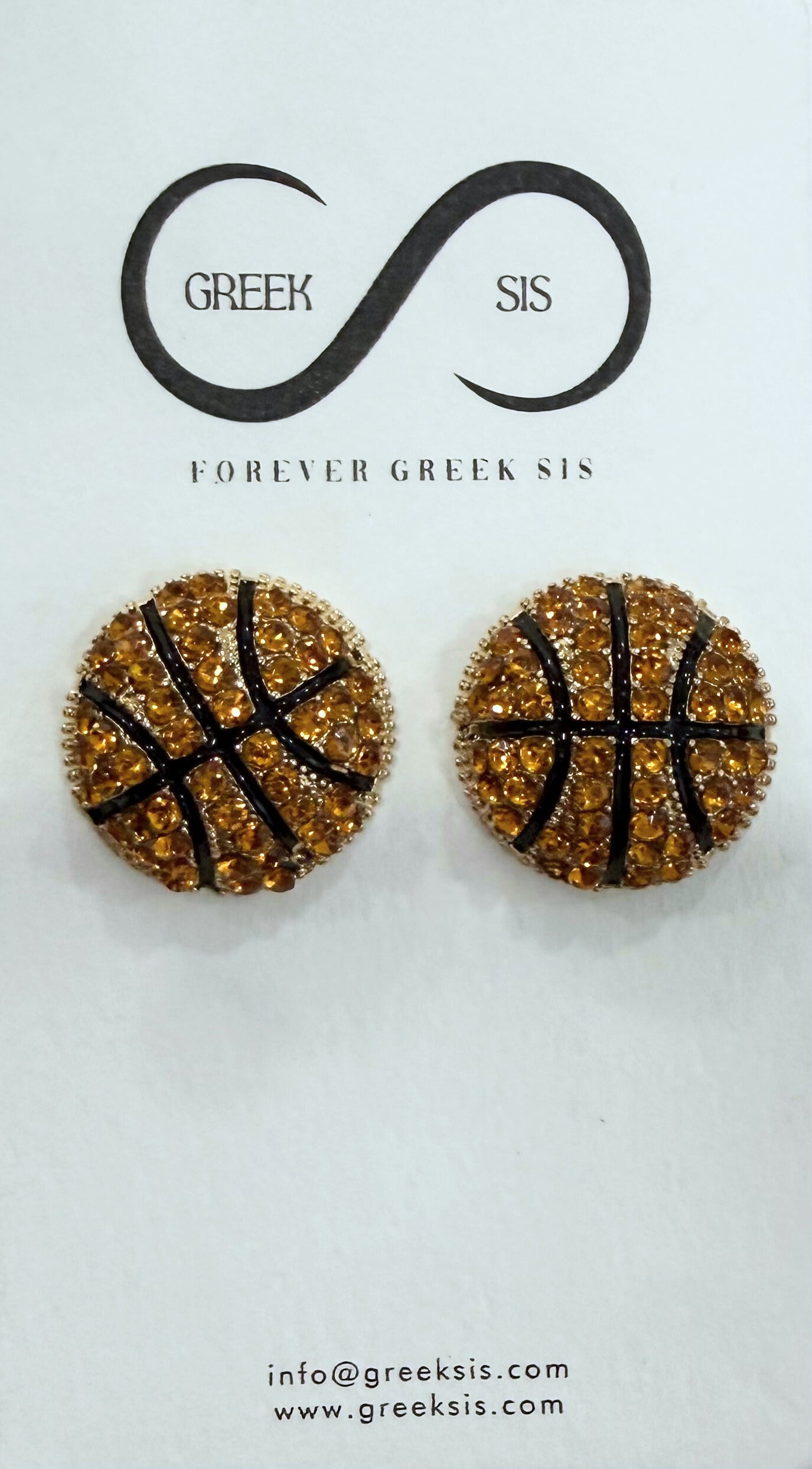 Rhinestone Basketball Earrings