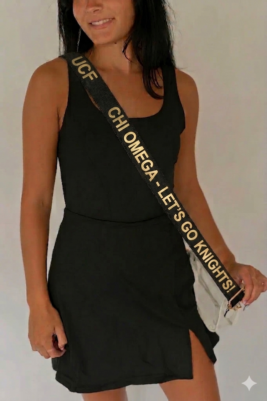 UCF Chi Omega - Hand Beaded Purse Strap